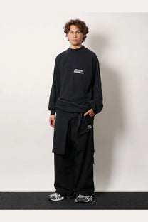 Balenciaga men’s black cotton sweatshirt with white logo on chest for casual wear