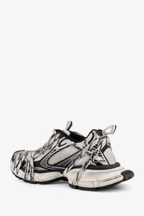 Balenciaga men’s extreme laces mesh sneaker in white with black and white patterned chunky layered design