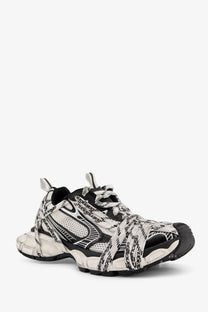 Balenciaga men’s extreme laces mesh sneakers white with black and white chain graphic design and chunky rubber sole