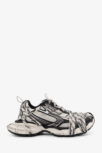 Balenciaga men’s extreme laces mesh sneakers white black and white with chunky layered design and repeating logo patterns