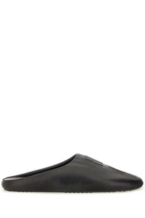 Balenciaga men’s black leather slip-on mule shoe with minimalist design and subtle logo detail