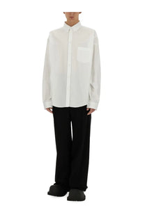 Balenciaga men’s large fit white shirt long-sleeved button-down with classic collar and single chest pocket