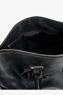 Balenciaga men’s le city business black leather backpack with textured surface and silver toned zippers