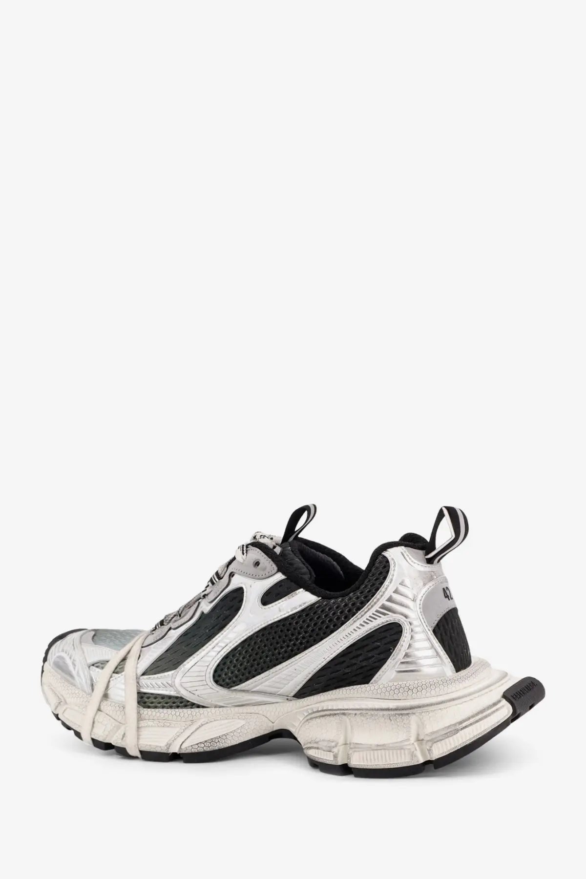 Balenciaga men’s mesh and nylon sneakers 3xl black with silver and black triple s chunky textured sole