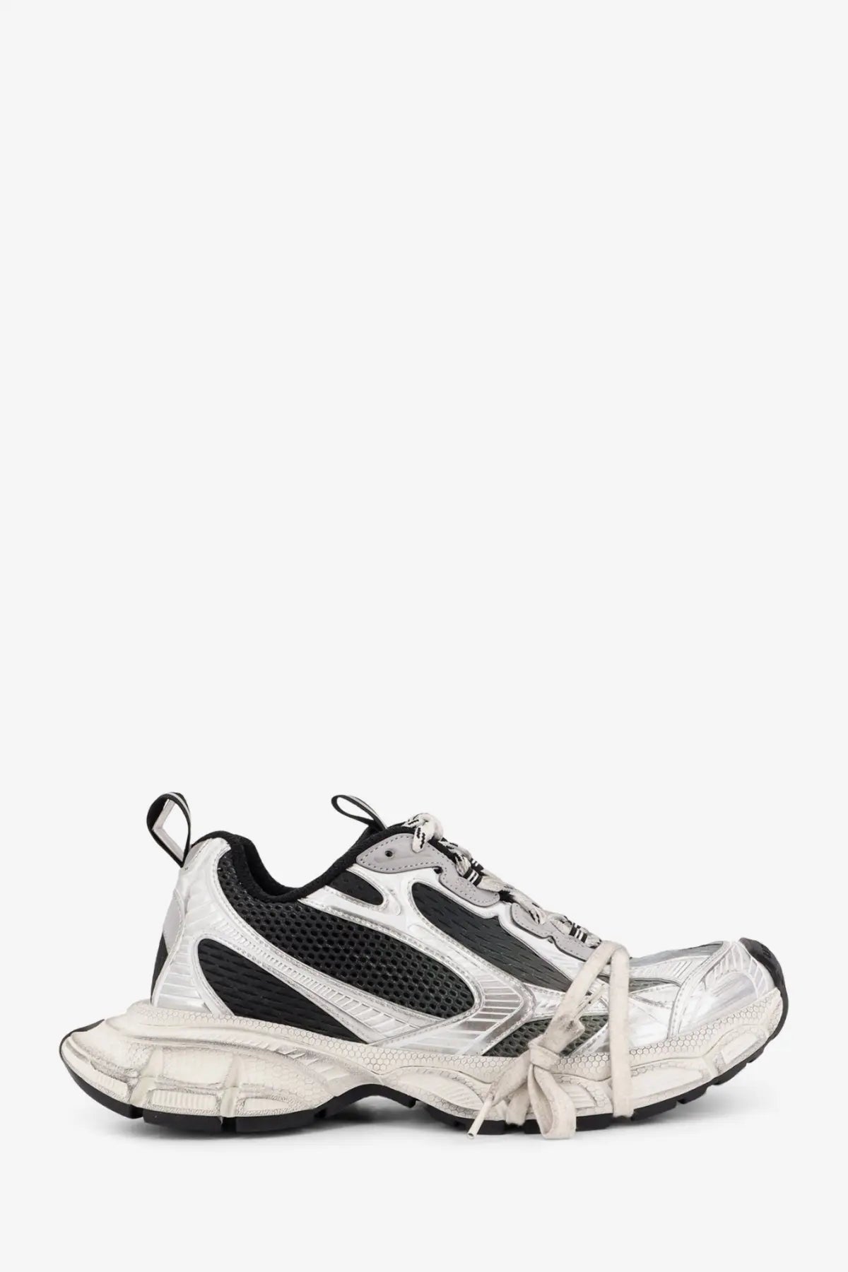 Balenciaga men’s mesh and nylon sneakers 3xl black with silver and black triple s sneaker featuring chunky textured sole