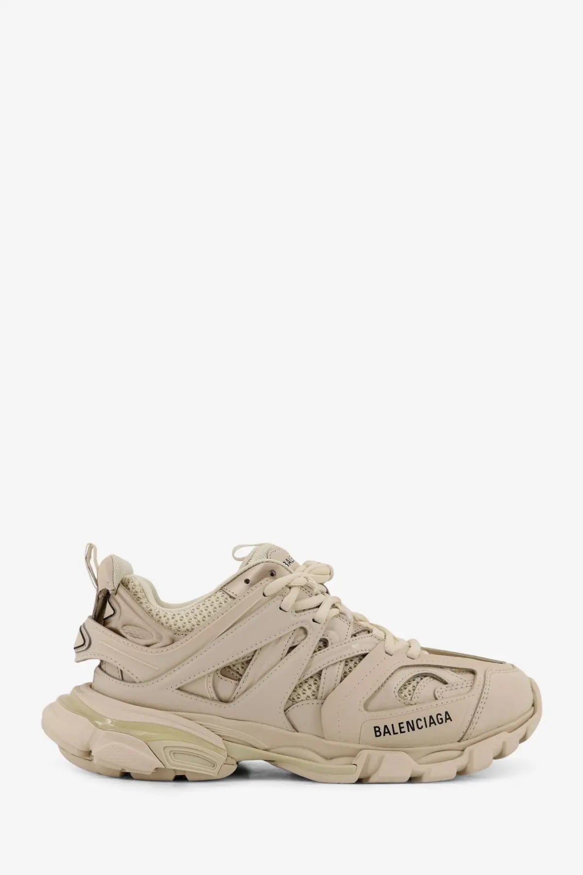 Balenciaga men’s beige mesh and leather triple s sneaker with chunky rubber sole for casual wear