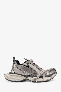 Balenciaga men’s mesh sneakers grey featuring silver and black chunky design with layered mesh panels and geometric patterns