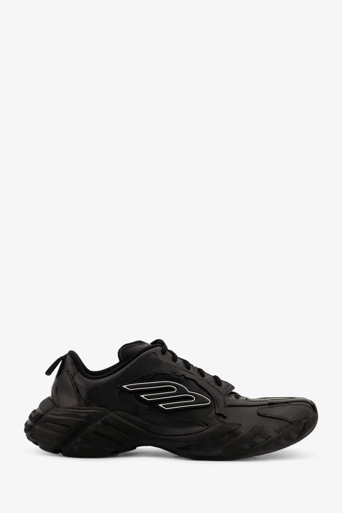 Balenciaga men’s monday low top leather sneakers black featuring black triple s sneaker with chunky sculpted sole and white logo detailing