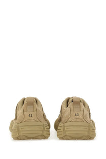 Balenciaga men’s monday shoe sneaker beige in tan suede with chunky textured rubber sole shown from the back side