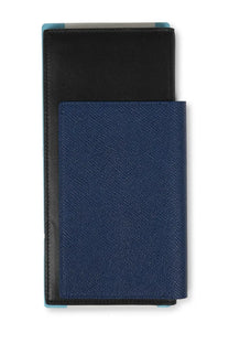 Navy blue textured leather balenciaga men’s passport wallet with black accents for travel organization