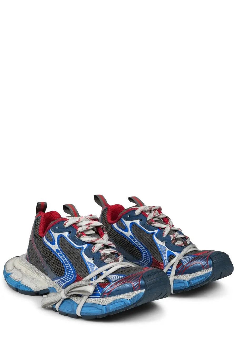 Balenciaga men’s sneaker 3xl multicolor with blue and red patterned mesh and rubber details triple s design