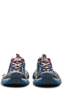 Balenciaga men’s sneaker 3XL multicolor blue and red patterned triple s sneaker with chunky layered design