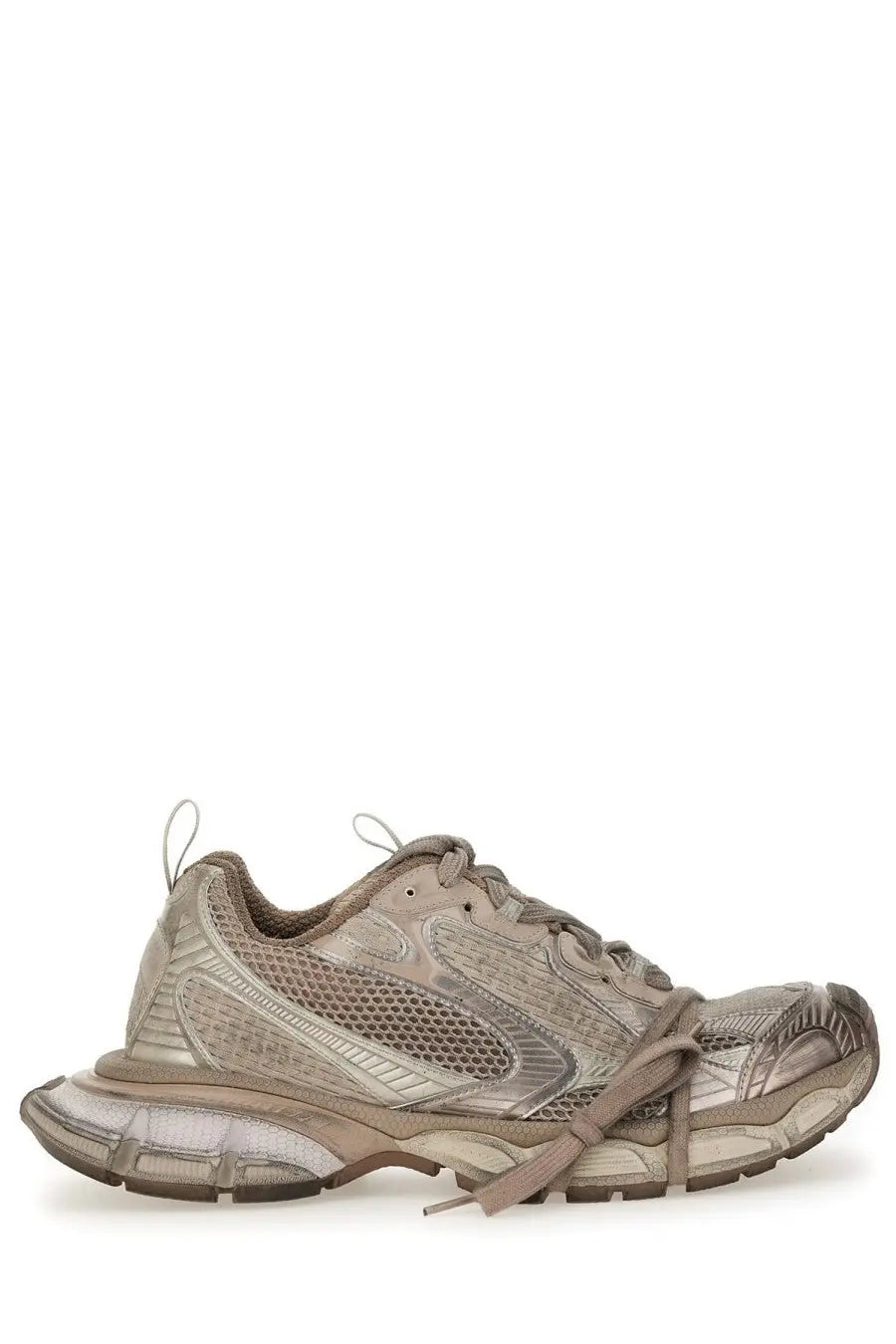 Balenciaga men’s sneaker 3xl white metallic taupe mesh sneaker with chunky layered sole front view