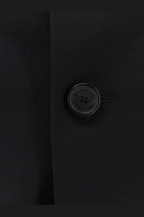 Black circular button engraved with balenciaga and cabas-robe on balenciaga men’s black wool blazer