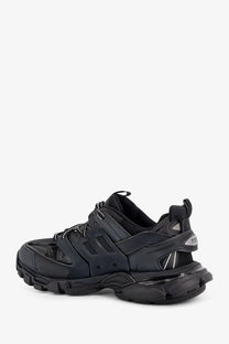 Black balenciaga men’s track sneaker with chunky sole layered nylon mesh and synthetic overlays