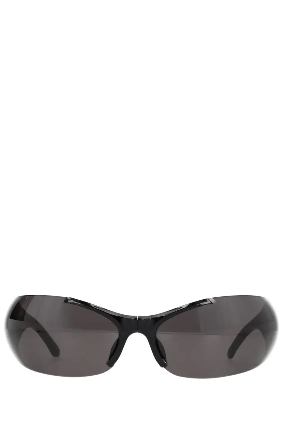 Balenciaga women’s afterhour oval sunglasses black with black frames and dark gray slightly reflective lenses