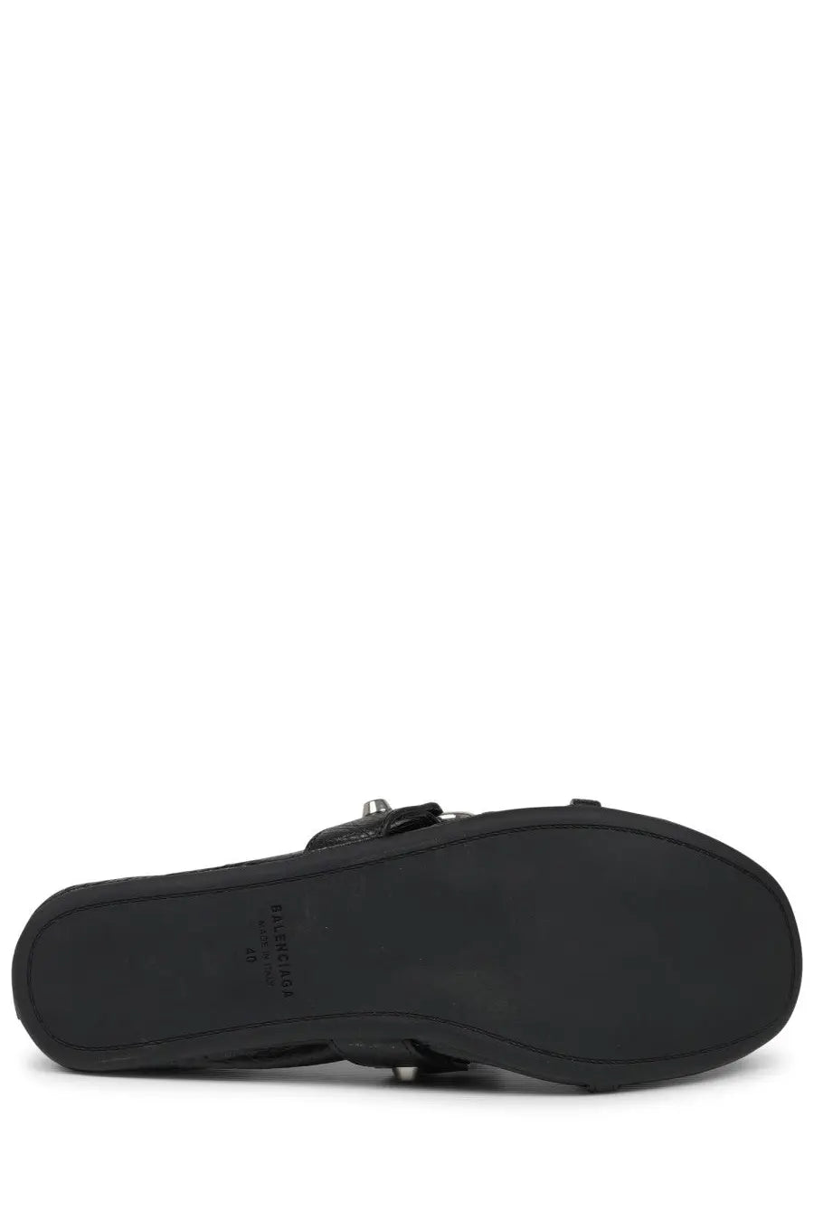 Balenciaga women’s ballerina city black slide sandal with sleek minimalist design and metallic hardware accents