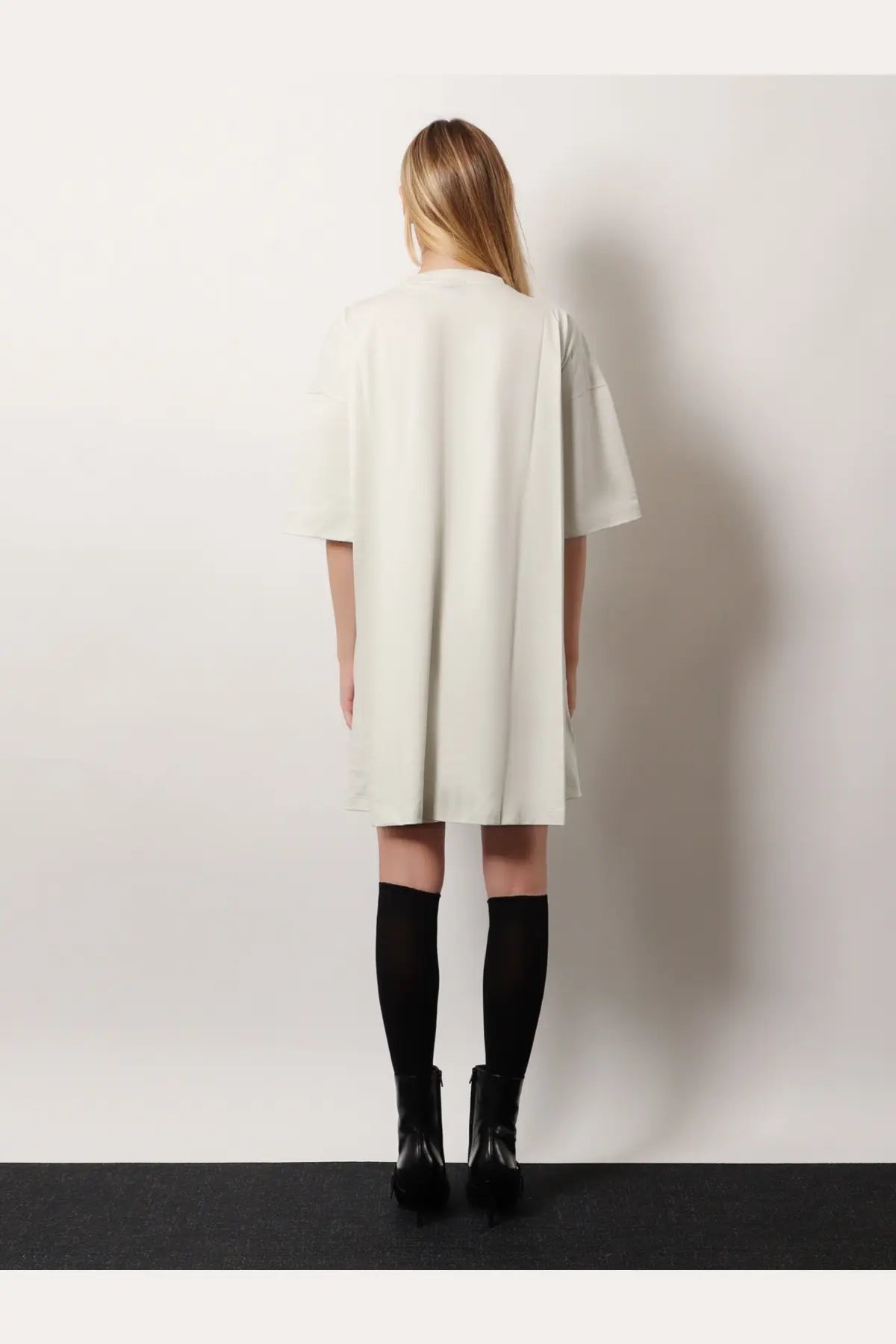 Balenciaga Women's Cotton Jersey Semi Fitted Short Dress White, view 3