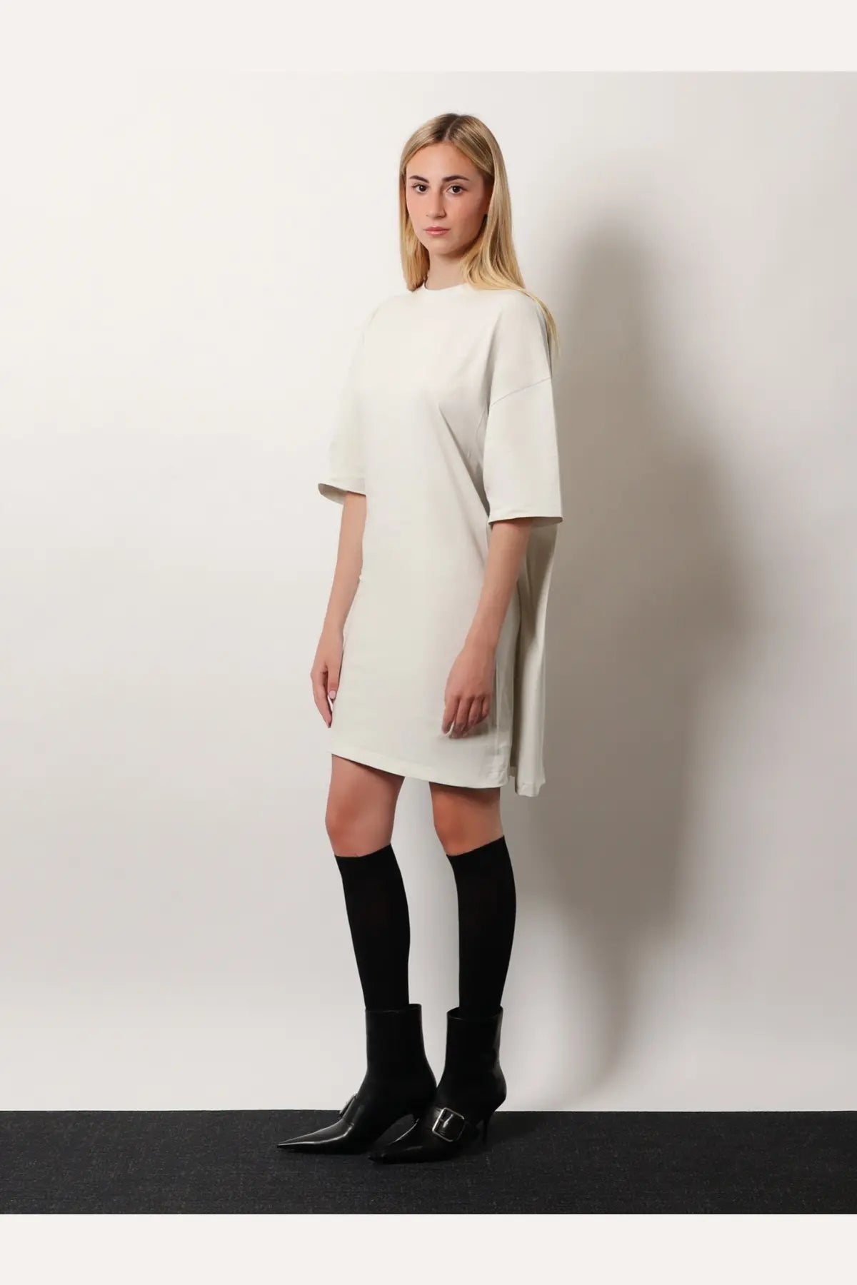 Balenciaga Women's Cotton Jersey Semi Fitted Short Dress White, view 2