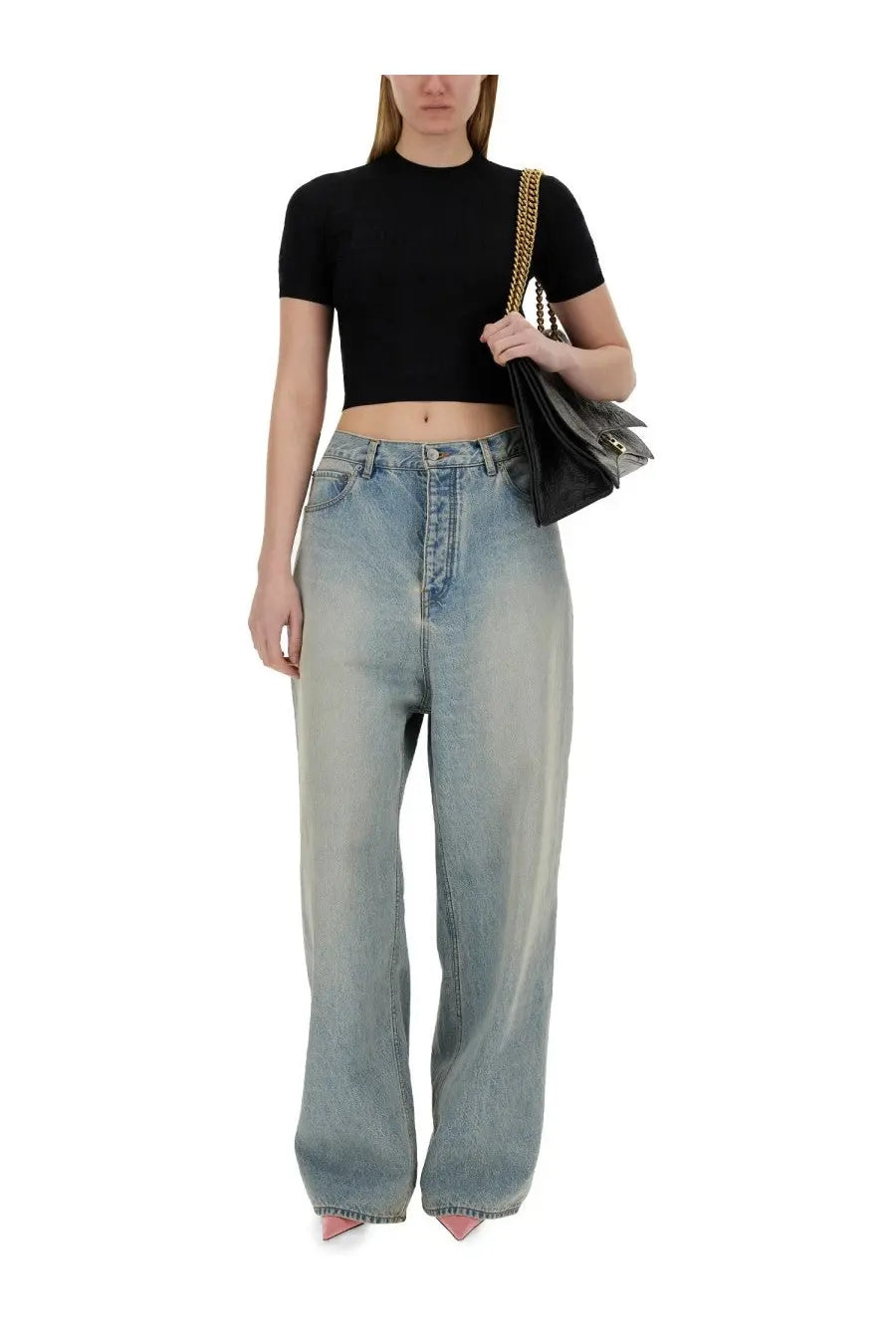 Balenciaga Women's Cropped Shirt Black, view 2