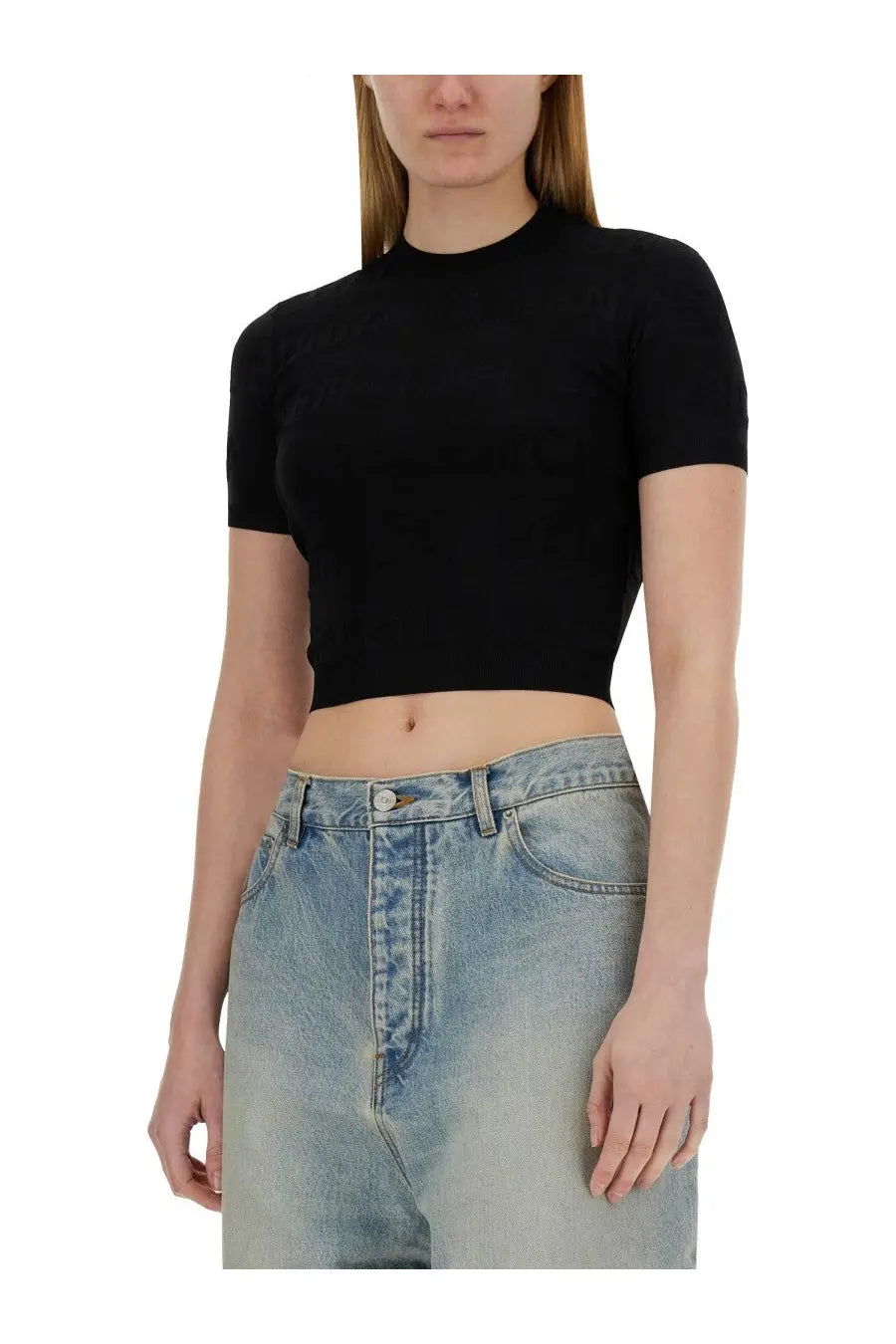 Balenciaga Women's Cropped Shirt Black, view 4