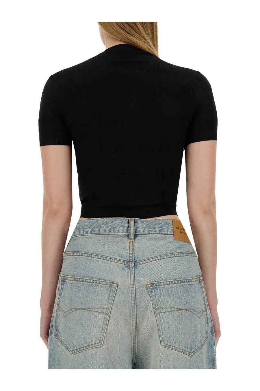Balenciaga Women's Cropped Shirt Black, view 3