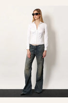 Balenciaga Women's Curved Waist Pants Jeans Blue, view 2