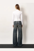 Balenciaga Women's Curved Waist Pants Jeans Blue, view 3