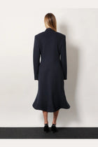 Balenciaga Women's Godet Midi Double Breasted Wool Coat Blue, view 3