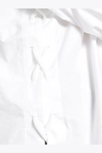Balenciaga women’s lace up cotton shirt white with traditional chinese-style frog closures and subtle sheen