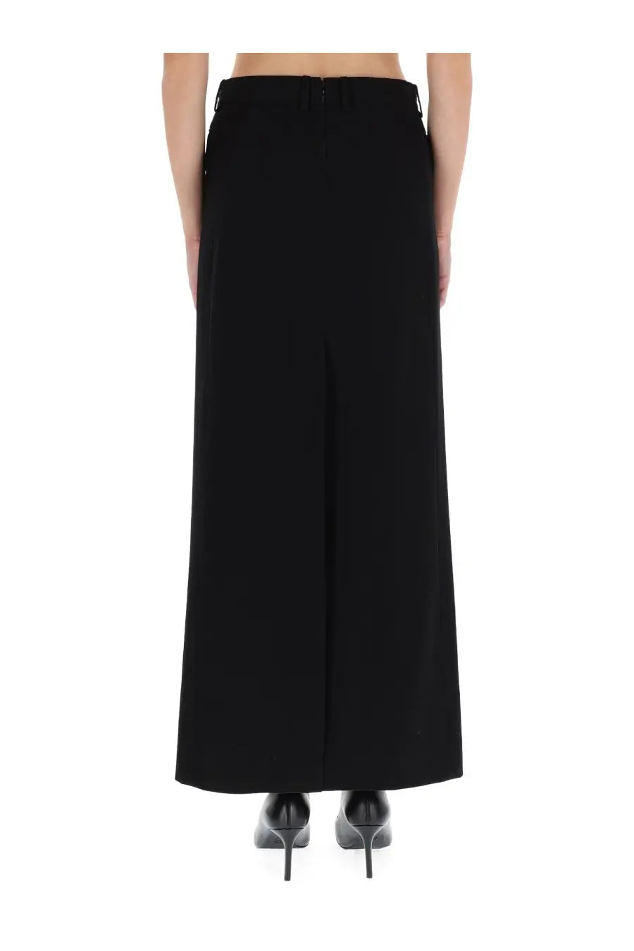Balenciaga women’s long sartorial skirt black with sleek wide-leg design and subtle front pleats in smooth fabric