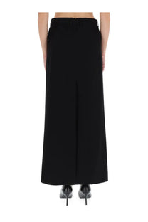 Balenciaga women’s long sartorial skirt black with sleek wide-leg design and subtle front pleats in smooth fabric