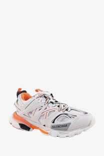 Balenciaga women’s mesh and nylon track sneaker in white with orange and black accents for casual wear