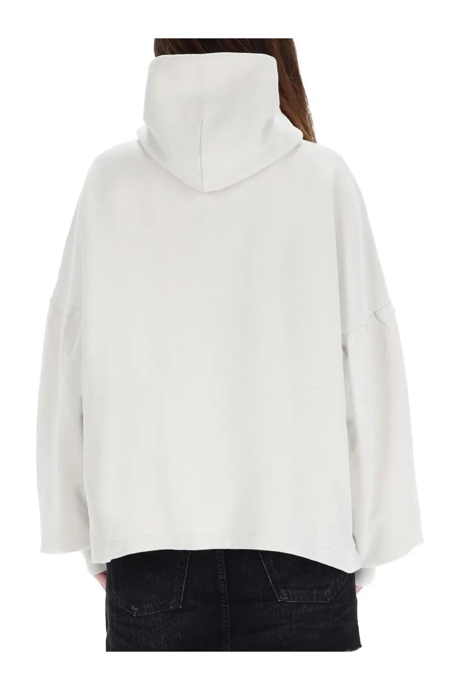 Balenciaga women’s white oversized hoodie with relaxed flowing silhouette made of soft fabric for comfortable wear