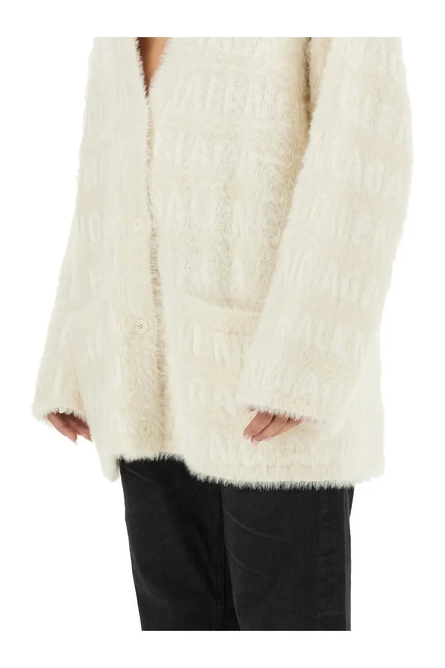 Balenciaga Women's Neck Cardigan White, view 4