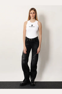 Balenciaga Women's Ribbed Viscose Blend Tank Top White