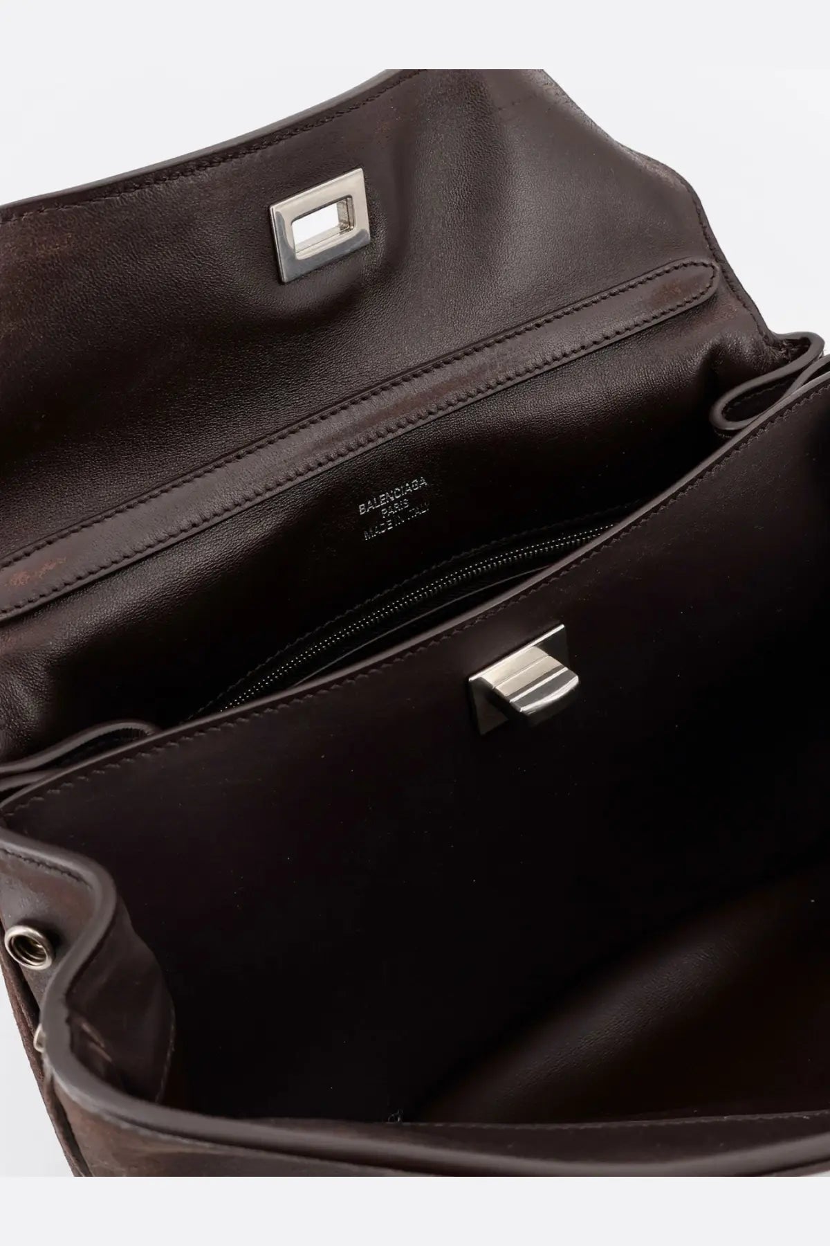 Dark brown leather balenciaga women’s rodeo crossbody bag with silver-toned hardware and adjustable strap