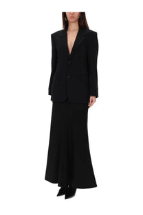 Balenciaga women’s sartorial black tailored blazer with structured shoulders and deep v-neckline