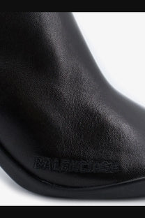 Balenciaga women’s shibuya black leather boot with embossed branding on the side for stylish wear