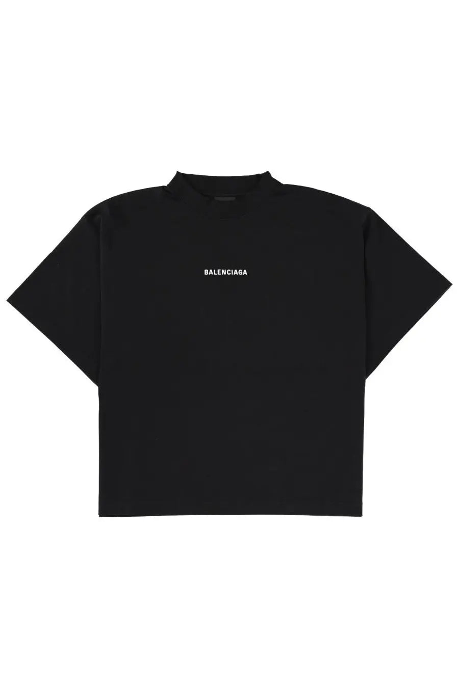 Balenciaga women’s black t-shirt featuring a minimalist white logo centered on the chest