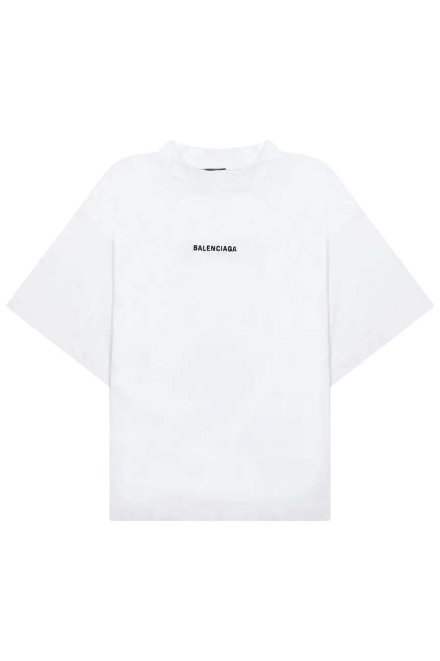 Balenciaga women’s white t-shirt with minimalist black logo centered on chest for stylish casual wear