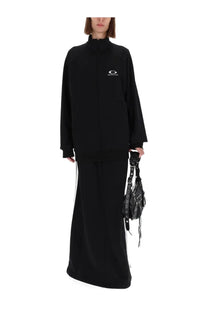 Black balenciaga womens track jacket with white logo and side stripes from skirt tracksuit loop sports icon collection
