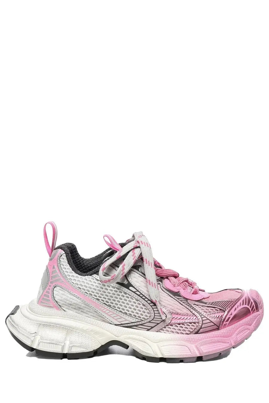 Balenciaga women’s sneaker 3xl gel clearsole with pink and silver mesh and chunky white sole for casual wear