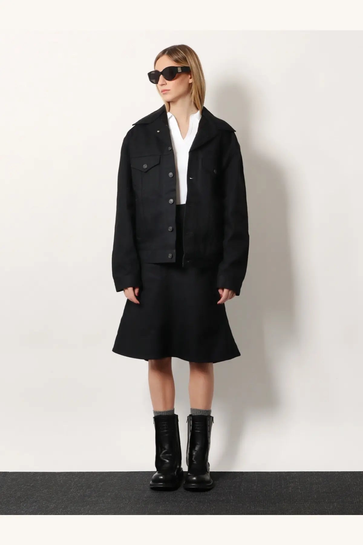 Balenciaga Women's Standing Denim Jacket Black, view 2
