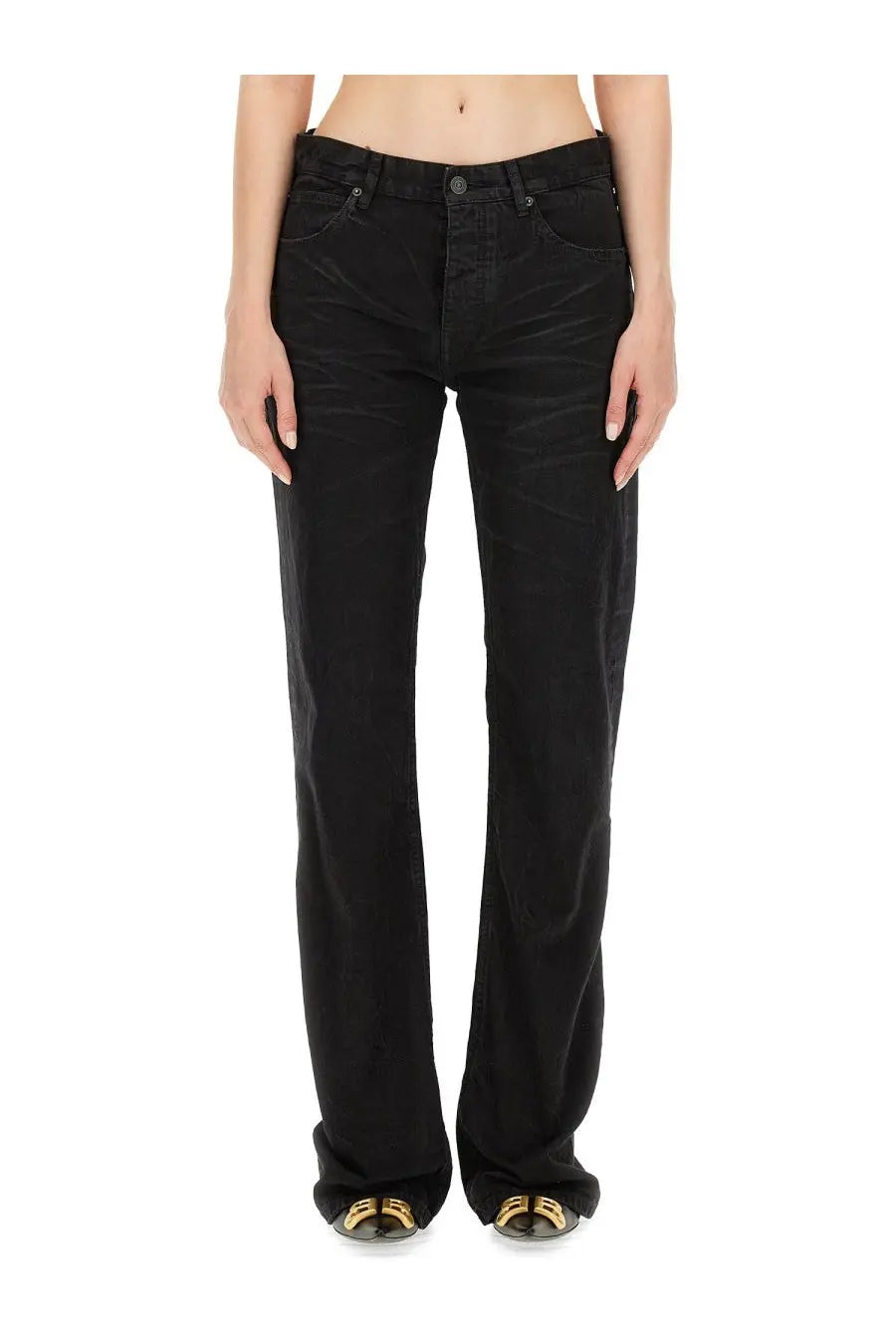 Balenciaga Women's Straight Pants Black