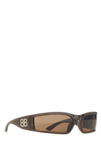 Balenciaga women’s sunset rectangle sunglasses in dark brown with sleek design and bb logo on the temple