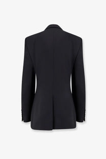 Black tailored blazer with structured silhouette and notched lapel in balenciaga women’s tailored standard blazer white
