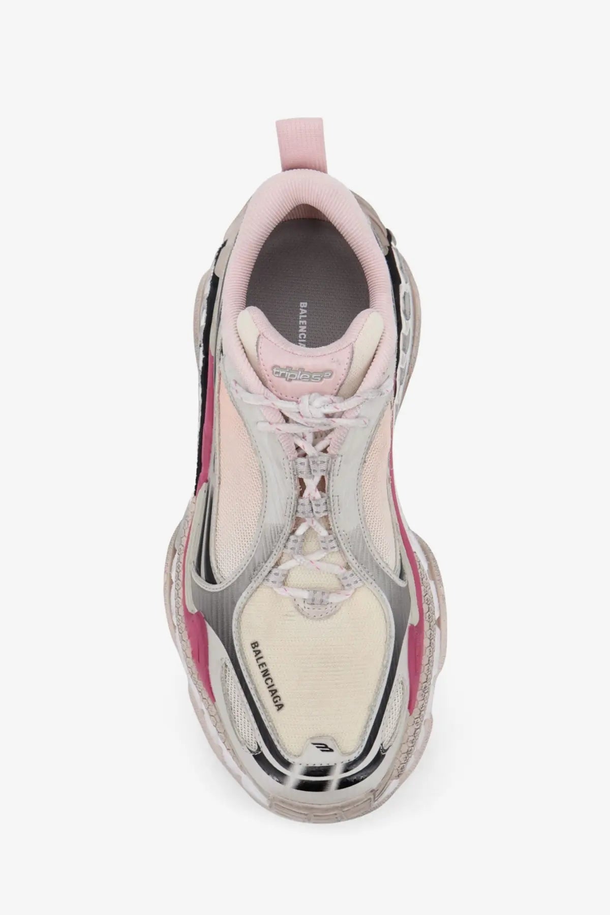 Balenciaga Women's Triple S2 Gandient Sneakers in Mesh and Nylon Purple, view 5