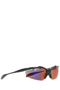 Balenciaga women’s turbo fram black sport sunglasses with gradient red and purple mirrored lenses