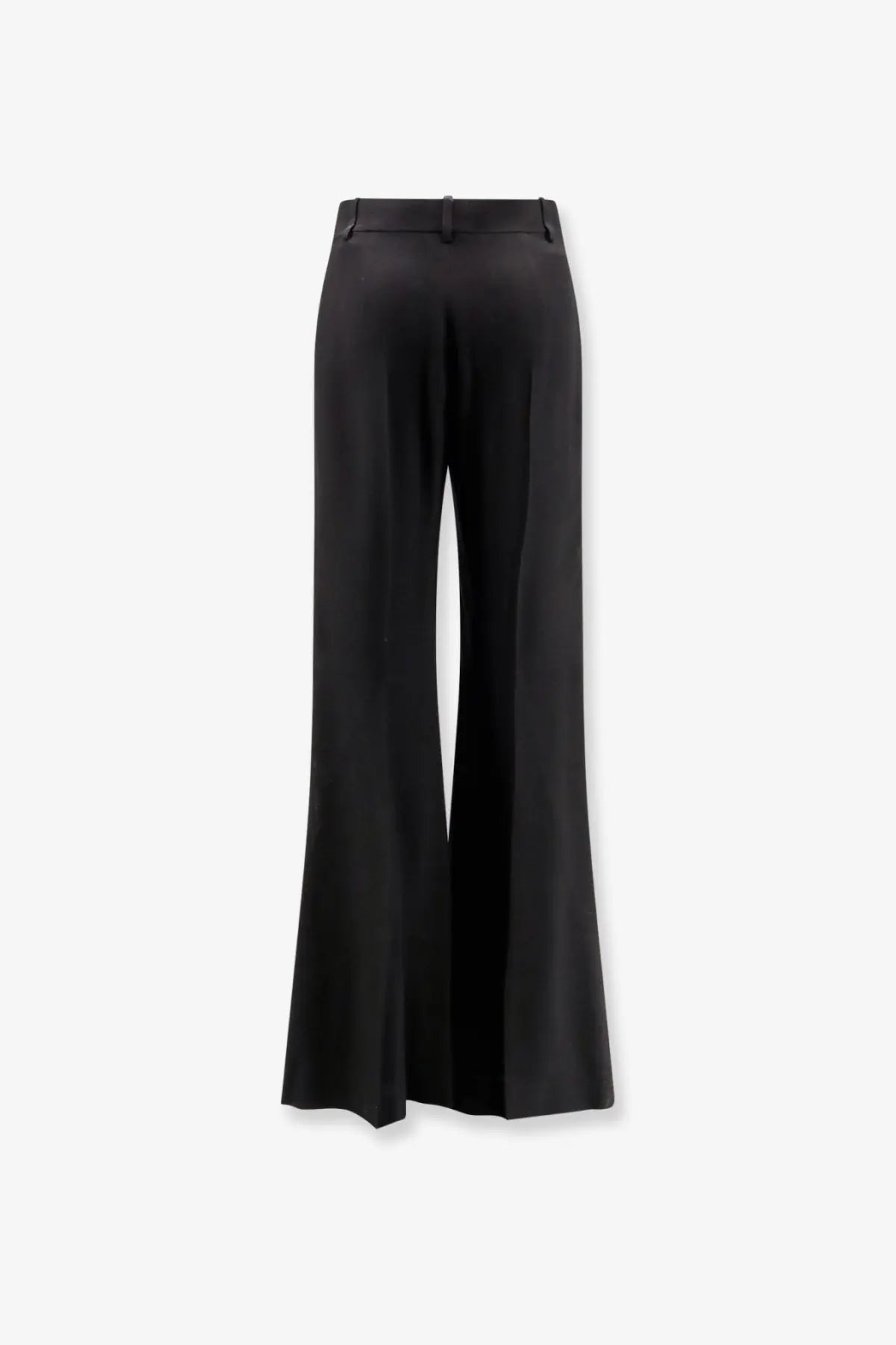 Balenciaga women’s black viscose wide-leg trousers with sleek smooth fabric and straight-cut silhouette